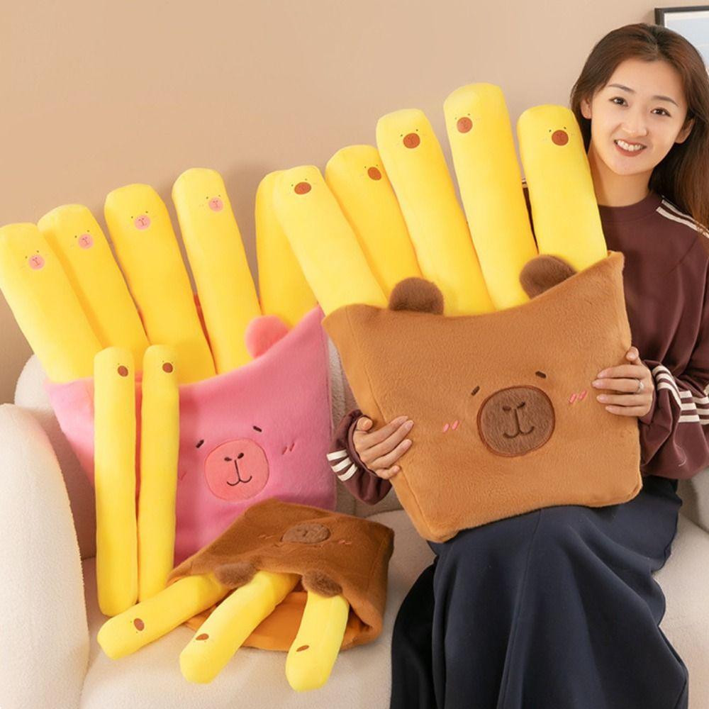 

Fluffty Capybara Stuffed Toys French Fries Food Plush Toys New Capybara Plush Pillow 30cm коричневий