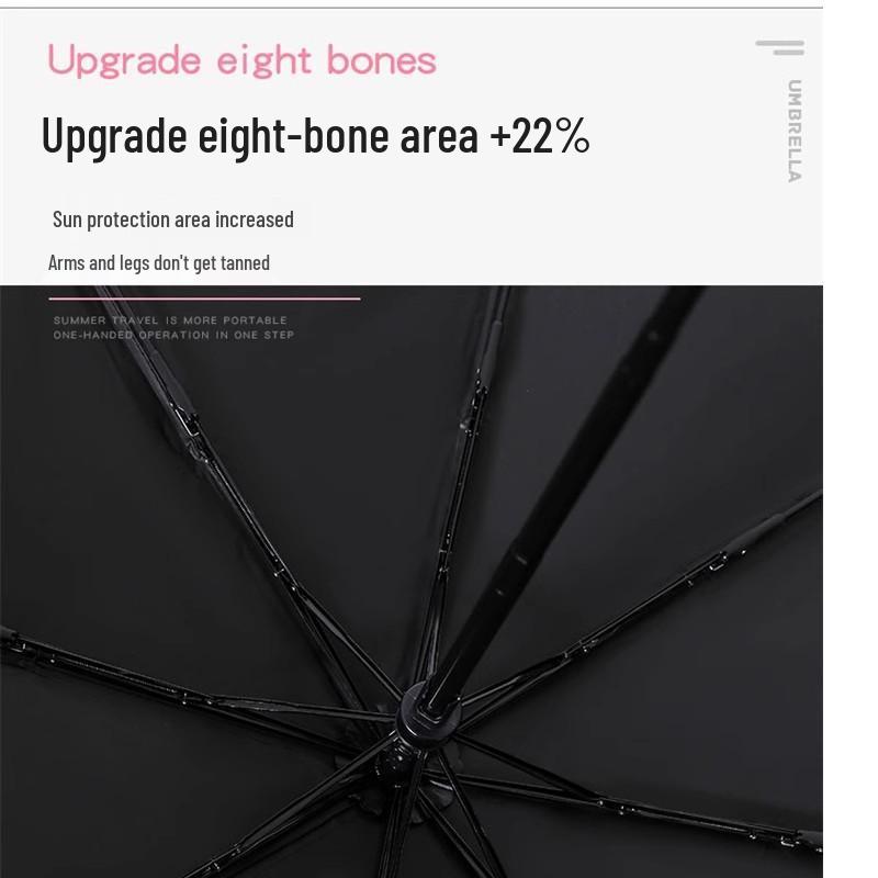Vindtät Dubbelanvändning UV-skydd Parasoll: Svartlim Sol- eller Regnskärm, Kreativ Design för Män & Kvinnor, Studentvänlig Dubbelvikbar