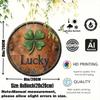 Retro Lucky Four Leaf Clover Round Metal Sign 8x8 Inch Wall Art for Indoor Outdoor Home Kitchen Living Room Decor