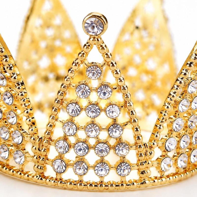 Mini Crown Cake Toppers Metal Rhinestones Princess Tiaras Royal Decors with a Bright Finish for Decorating Cake, Bouquets, Flower Gift Boxes, and Gift