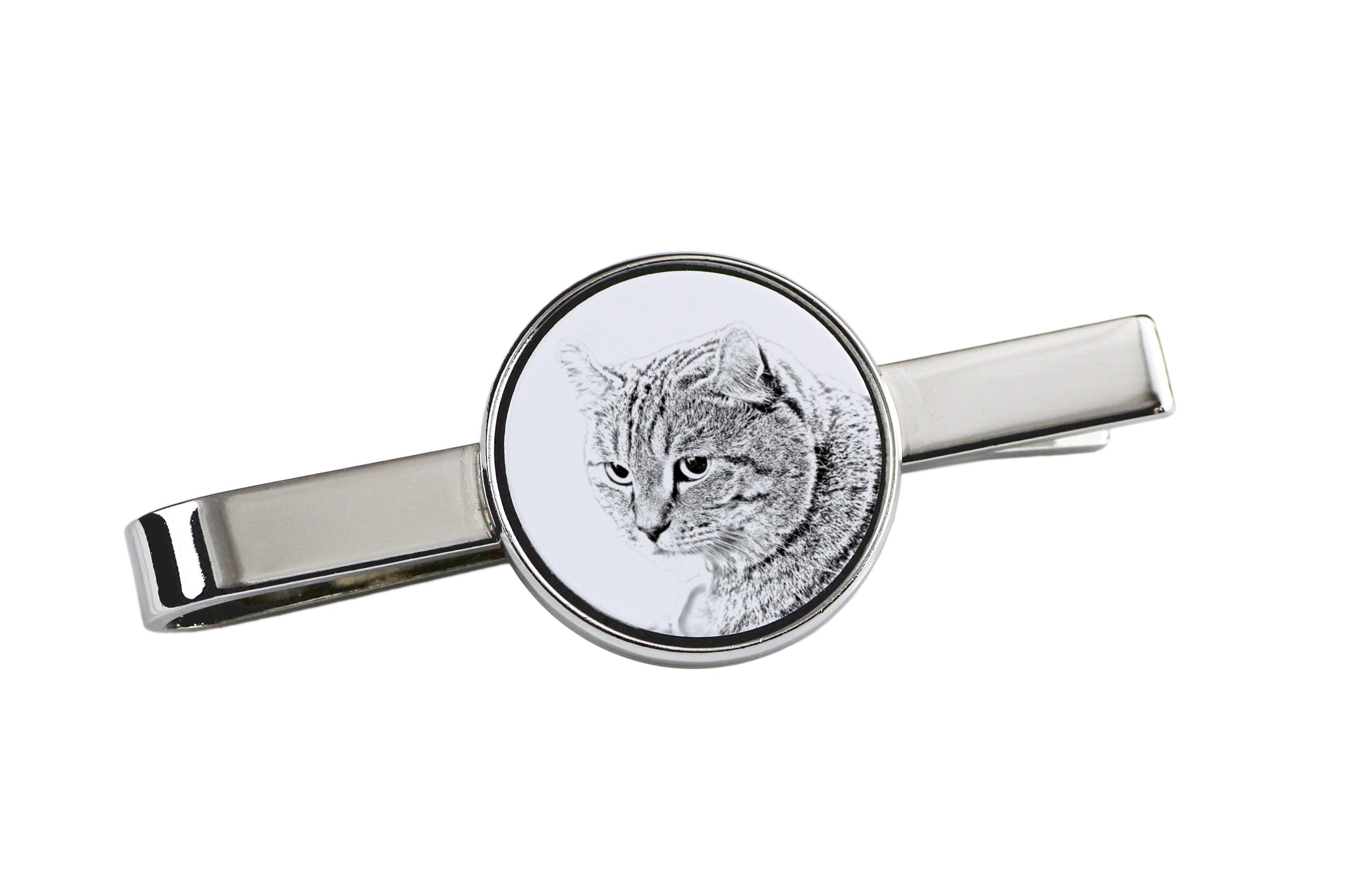 

Highland Lynx - cat tie clip, personalized tie clip, unique gift for men from Art-Dog brand срібний