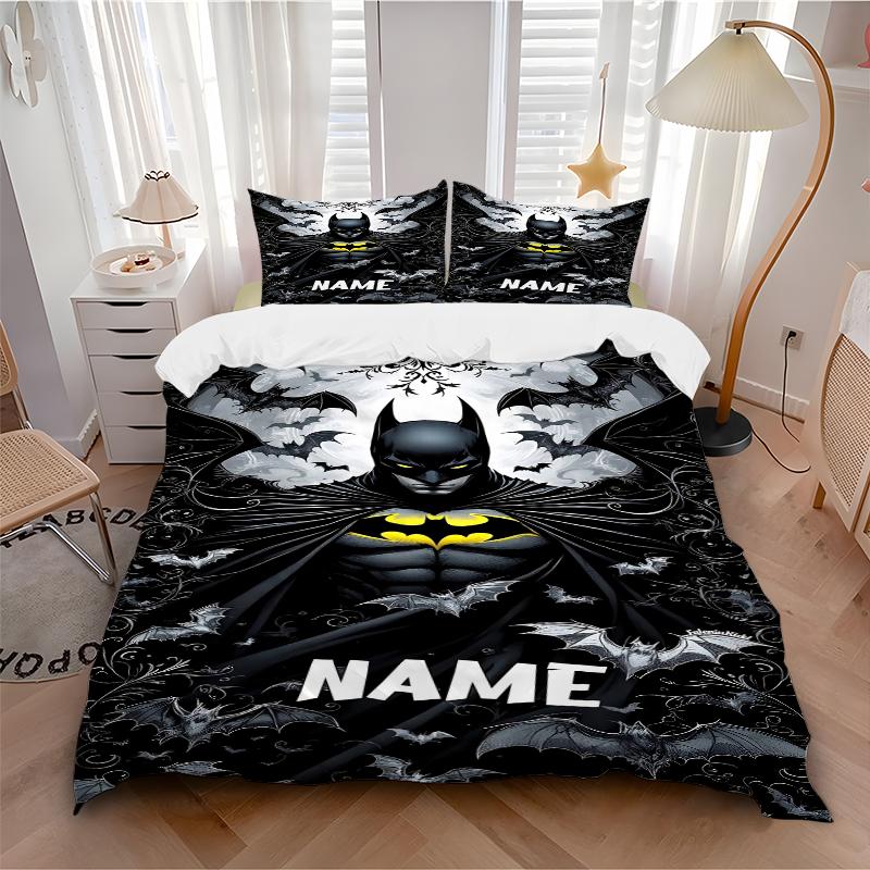 Custom Textile Batman Night Bedding 3 Piece Set HD Print Duvet Cover Pillowcases for Teens Adult Bedroom Decoration