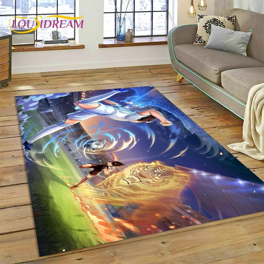 3D Cartoon Captain Tsubasa Fußballteppich für Schlafzimmer Wohnzimmer Heimsofa Dekoration, Kinderspiel Große Dekor Bodenmatte