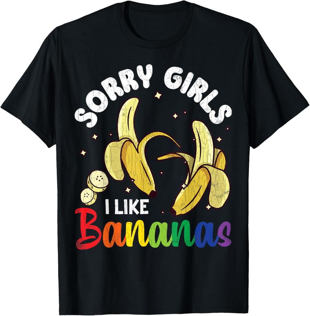 Sorry Girl I Love Banana Fun Lgbtq Gay Pride T-Shirts Unisex Short Sleeve Fashion Streetwear Tshirts