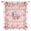 Rabbit Diamond Check Flower Tulle Curtains For Living Room Bedroom Voile Sheer Curtain Window Home Decor Drapes