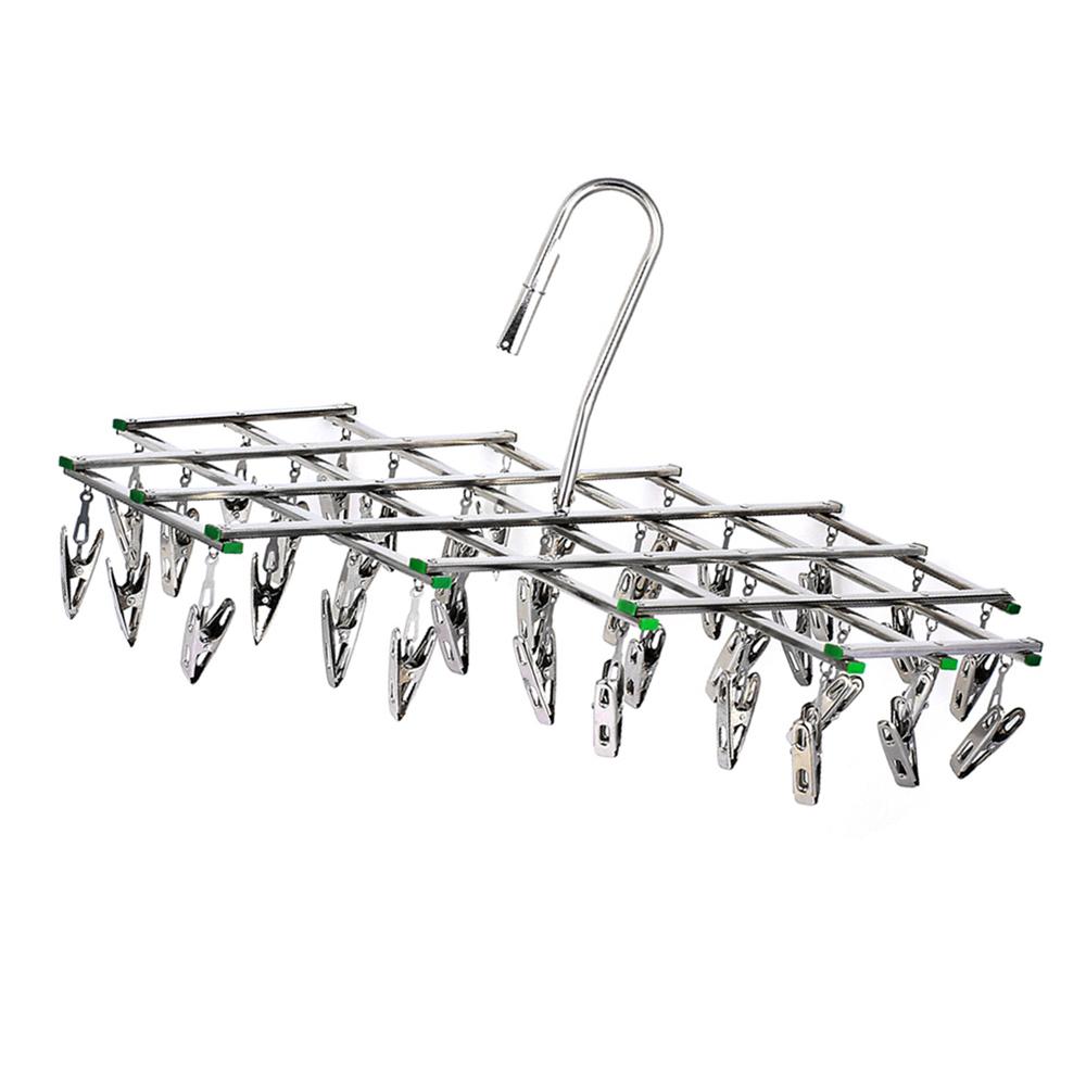 Drying Rack 35 Clips Stainless Steel Folding Laundry Drying Rack Swivel Clothes Underwear Sock Hanger Laundry Accessories