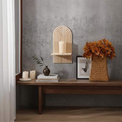 Natural Wood Shelf Wall Decor Wall-mounted Bohemian Style Bohemian Floating Shelves Eco-Friendly Hanging Shelf Living Room Decor