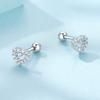 Heart Crystal Stud Earrings for Children, Silver 925