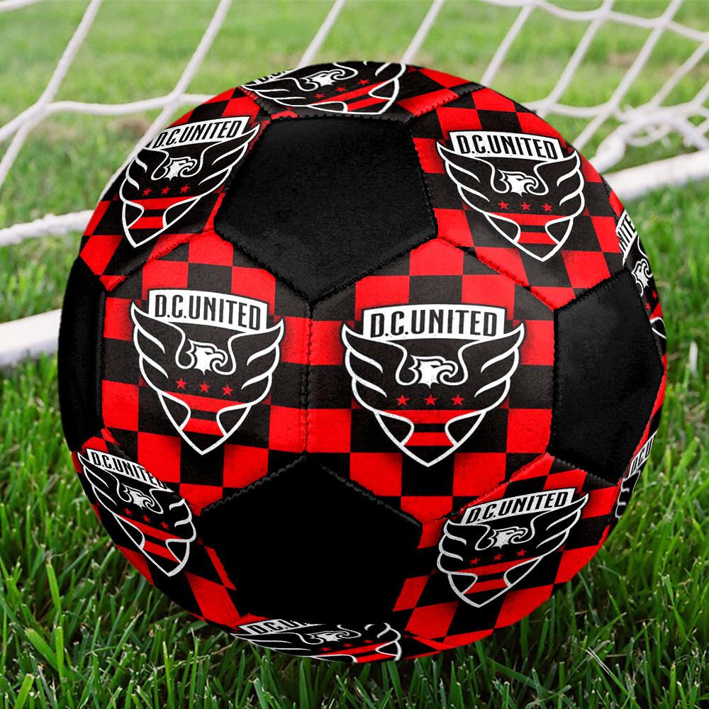 D.C. United Indoor Soccer Ball Colorful All Ages Size 5 Machine Stitched PVC Competition Ready Durable High-Bounce