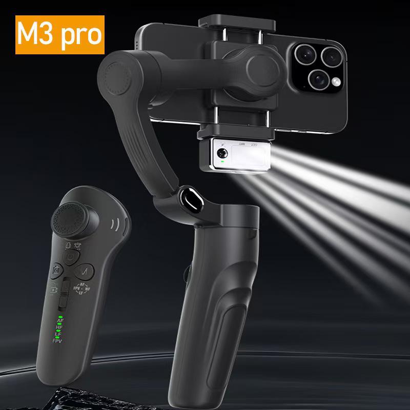 M3 Mobile Phone Stabilizer: 3-Axis Anti-Shake Gimbal with AI Face Tracking & Detachable Remote for Live Streaming and Handheld Shooting.