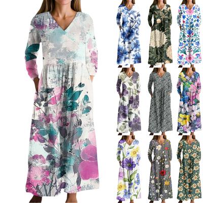 Rochie de Modă pentru Femei Primăvară Decolteu în V Rochie cu Mânecă Lungă