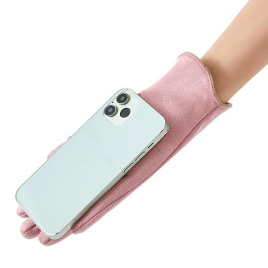 1 Pair Winter Padded Warm Gloves Solid Color Touch Screen Design Windproof Wear Resistant Riding Ski Gloves for Women