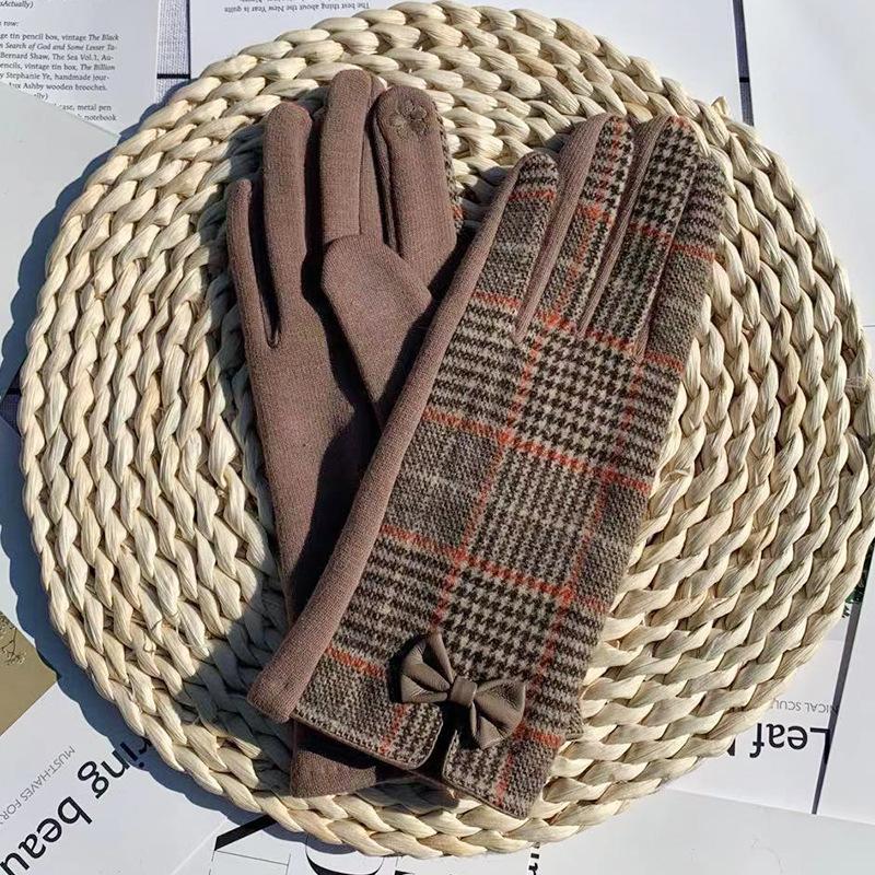 

Теплые шерстяные перчатки для велоспорта Сенсорные перчатки для сенсорных экранов Контрастные перчатки с бантами на пальцах Теплые хлопковые перчатки one size fits all хаки