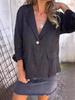 2024 Early Autumn Women's Plus Size Loose Cotton Linen Blazer with Notch Lapel Buttons