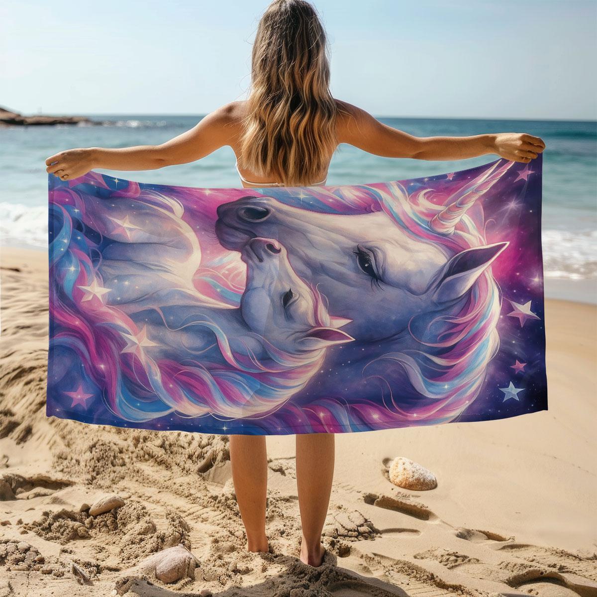 

1pc unicorn Print Towel Sports Quick-Drying Absorbent Camping Towel Soft Lightweight Gym Swimming Yoga Beach Towel W40*H60(CM)
