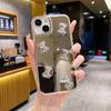 Silver Heart Bracelet Phone Case for iPhone 12/XR/13 Pro/15/16 with Mirror and Bear Design.