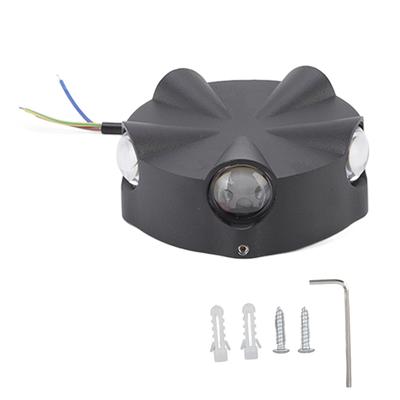 Wall Sconce LED Simple Round Aluminum Outdoor Waterproof Black Wall Light 5W 5LED Five Sides