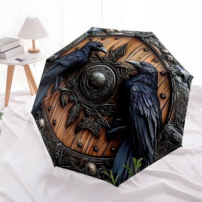 1PC Viking Theme Umbrella Portable Folding Umbrella Iron Frame Hole Bone Structure Outdoor Home Umbrella A3