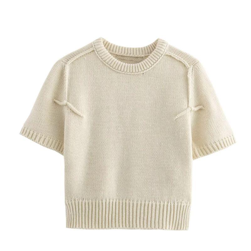 Fashion Style 2024 Autumn New Women's Clothing Basic All-Matching round Neck T-shirt Shory Style Knitwear 3991115