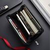 Men Wallets Long Wallet with Lychee Pattern, Leather Card Holder, Coin Purse, Clutch Bag, Business Style