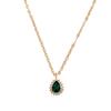 Exquisite Green Teardrop Synthetic Zircon Inlaid Necklace, Gold Tone Fashion Accessory Gift for Women