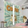 2pcs 2D flat printing Party Curtains Vintage Fair Trade Coffee Polyester Without Electricity Holiday Decorations Perfect for