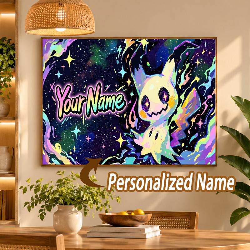 Mimikyu Custom Name Diamond Painting Personalized 5D Full Drill DIY Diamond Art Home Decor