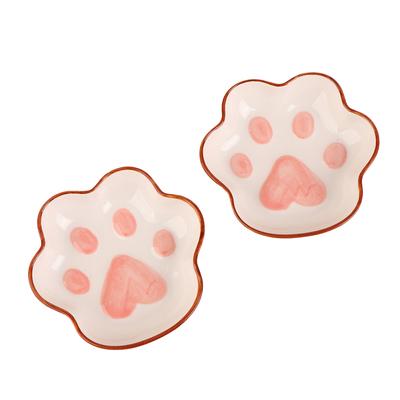 1Pc Piatto da dessert in ceramica con zampa di gatto carino Piatto da portata in ceramica con salsa di soia e frutta Ciotola per condimenti Piatti per salse domestiche