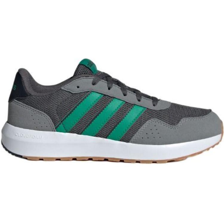 New Adidas Run 60s Anti-Slip Wear-Resistant Low-Top Kids' Running Shoes Dark Gray/Lawn Green/Gray Teenagers JH8773