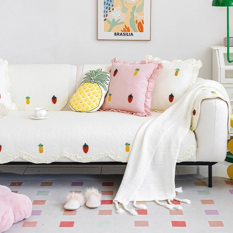 Cotton sofa cushion, simple modern fruit non-slip living room combination sofa cover towel, universal in all seasons