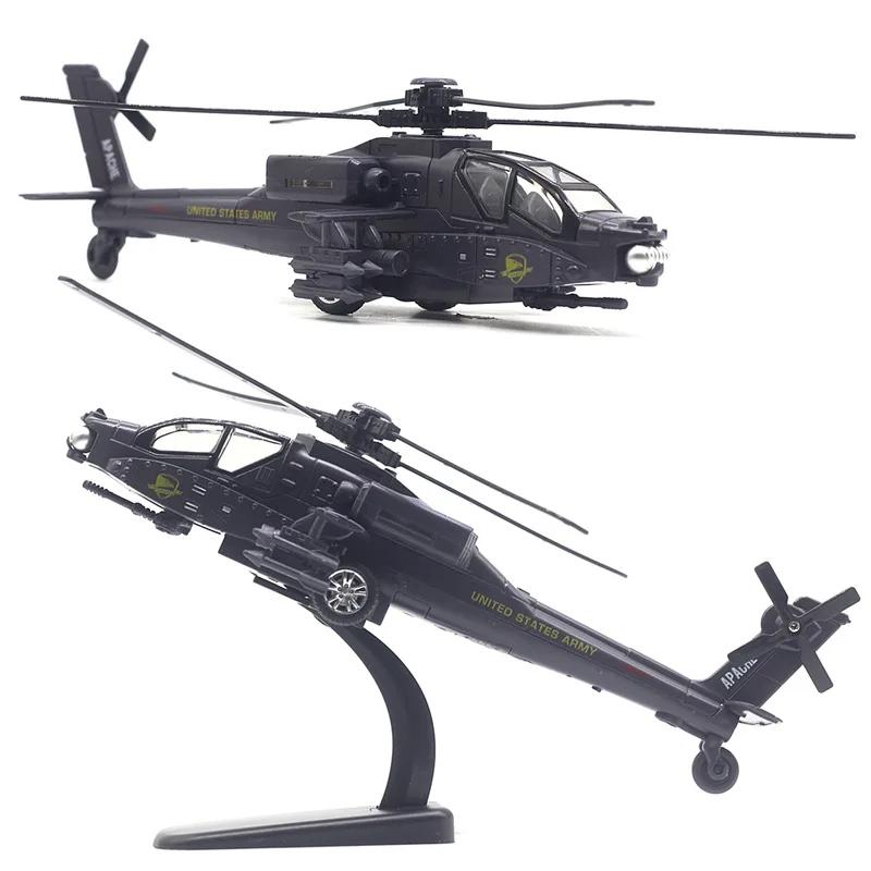 Apache Armed Helicopter Model Acoustooptic Military Aircraft Model Toy Ornament Gift FJ16