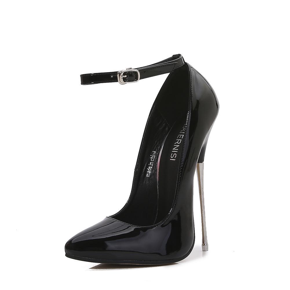 Damen Sexy Spitze Stiletto Hohe Absätze Große Größe Knöchelriemen Schlafzimmer Erotisch Elegant Dominatrix Party Pumps WZ-A16-100 46 schwarz