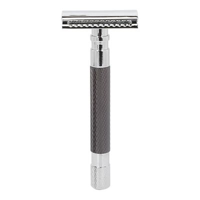Barbeador Manual Masculino Estilo Antigo Textura de Diamante Liga de Zinco Lâmina Dupla Navalha de Segurança para HomensPreto