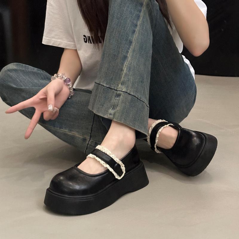 College style skirt small leather shoes 2025 spring new lace lace Velcro loafers women's Japanese JK single shoes