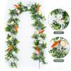 Easter Garland Artificial Spring Greenery Garland with Pastel Eggs Carrots Flowers for Farmhouse Indoor Mantle Fireplace Home Decor