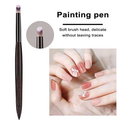 DIY Nail Art Pen with Wooden Handle Non-shedding Soft Bristles Nail Painting Drawing Pen Manicure Brush