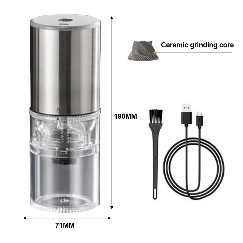 

Портативная электрическая кофемолка с USB-зарядкой, светодиодной подсветкой, для путешествий, дома, кухни, для кофейных зерен, для эспрессо/капельного/холодного заваривания