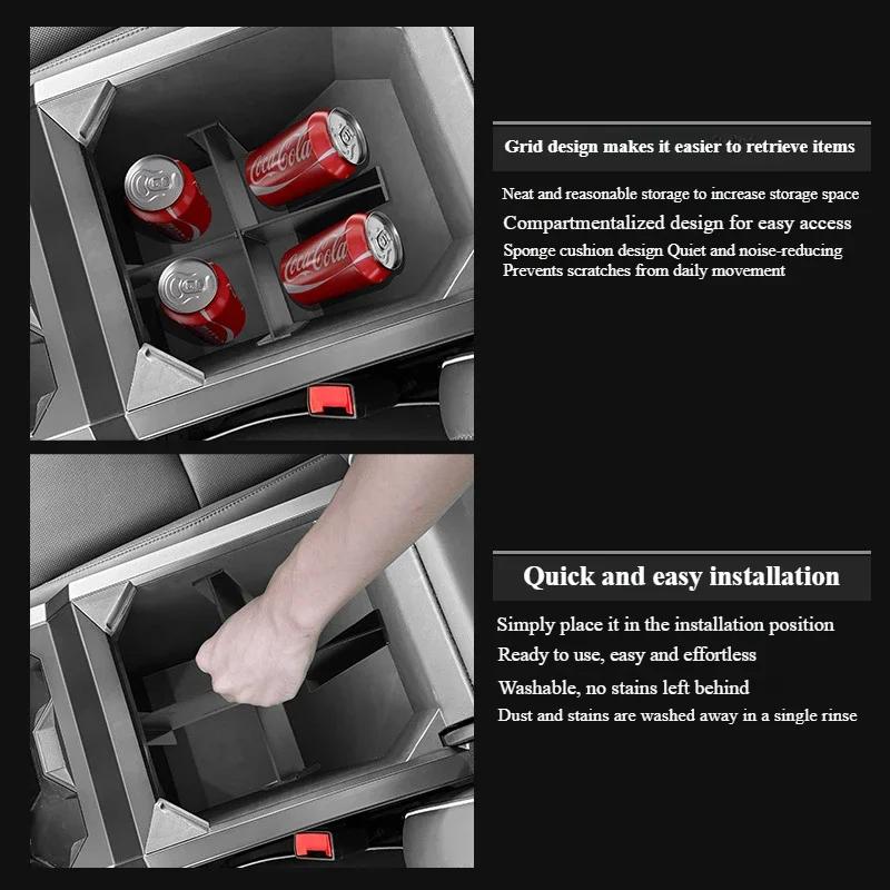 For Tesla Cybertruck 2025 Center Console Armrest Box Divider Organizer Partition Plates Storage Holder Container Car Accessories