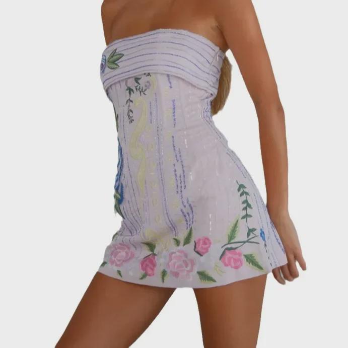 2024 Damen Blumenmuster Slim Trägerkleid - Europäischer & Amerikanischer Sommerstil