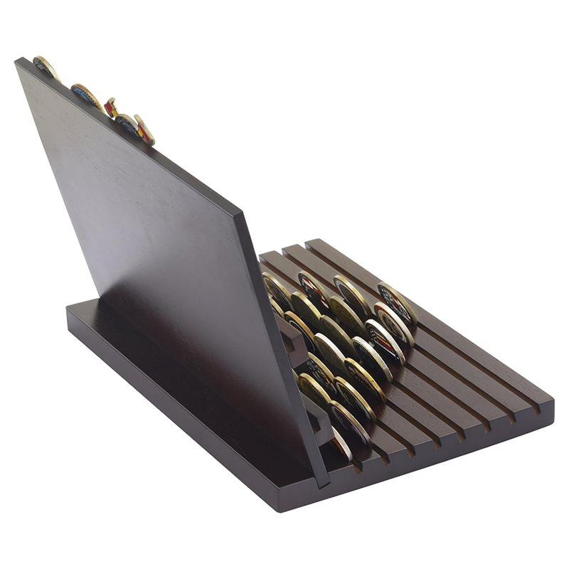 

Гарний стенд для демонстрації монет, дерев яний тримач для монет зі скошеною основою для 80-110 монет - Ідеально для монет для колекціонерів