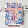 3pcs Pink Castle in The Sky Pattern Print Duvet Cover Set, Soft,comfortable and Breathable,for Bedroom,Hotel,Best Gift for Girls