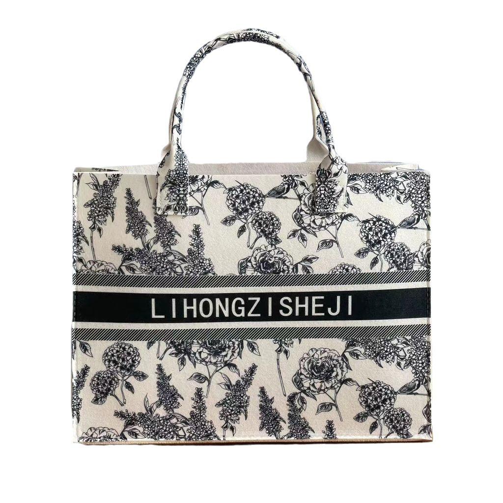 Hochwertige Tragetasche aus strapazierfähigem Filz im chinesischen Stil mit blau-weißem Porzellanmuster