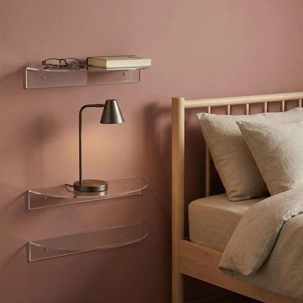 Minimalist Acrylic Floating Shelf Wall Mounted Transparent Wall Shelves  Book