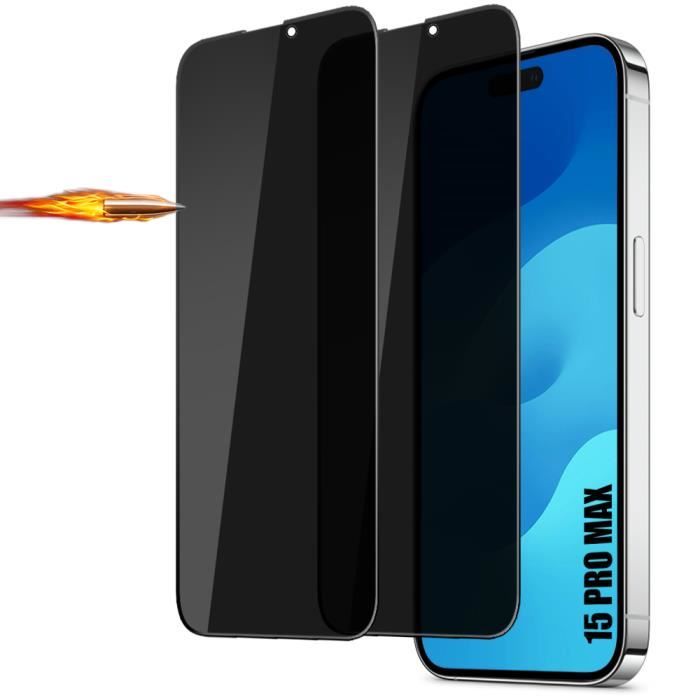 [2 pièces] Verre Trempé Anti-espion pour iPhone 15 Pro Max - Protection d'écran