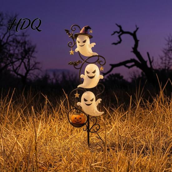 Holiday Lawn Art for Path Halloween Ghost Garden Stake Cute Ghosts 2D Flat Metal Yard Decorations Sign Outdoor Decoration Pathway Patio Front Porch