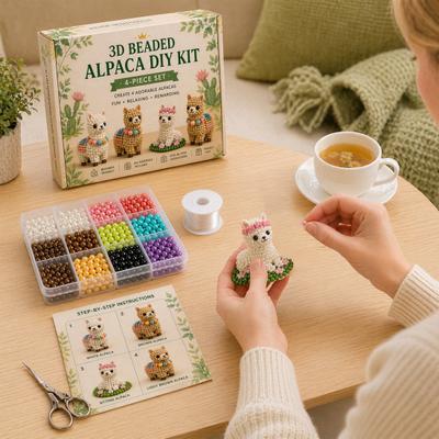 Kit DIY Animal en Perles 3D, Ensemble de Loisirs Créatifs Grenouille Alpaga Cobaye Mignons en Perles, Kit de Fabrication de Figurines Animales en Perles pour Débutants Adultes Soulagement du Stress Maison