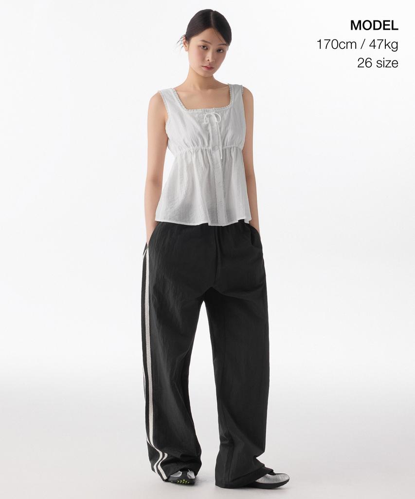 MUSINSA STANDARD WOMAN Women'S Nylon Wide Lace Track Pants [Black]