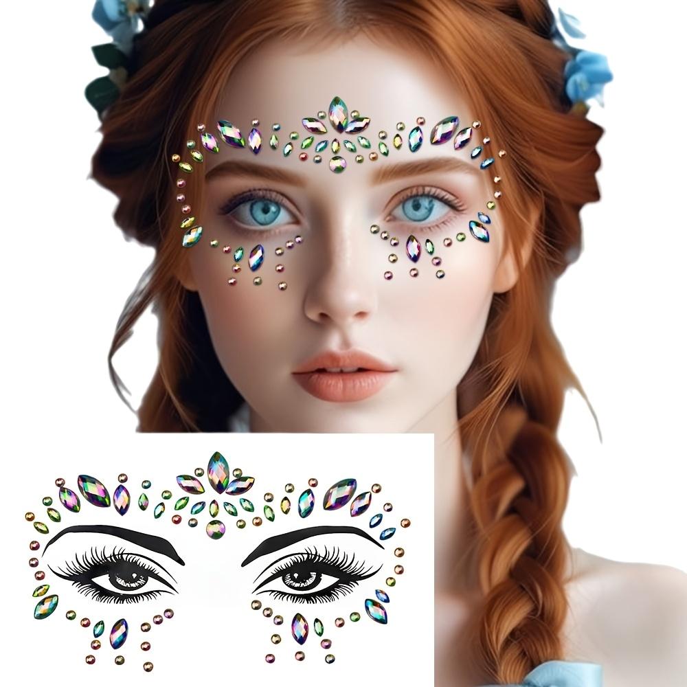 Carnival/Mardi Gras/Masquerade Cat Makeup 5sheets/set Aurora Crystal Stickers AB Colorful For Halloween Sparkling Rhinestone Design Accessories