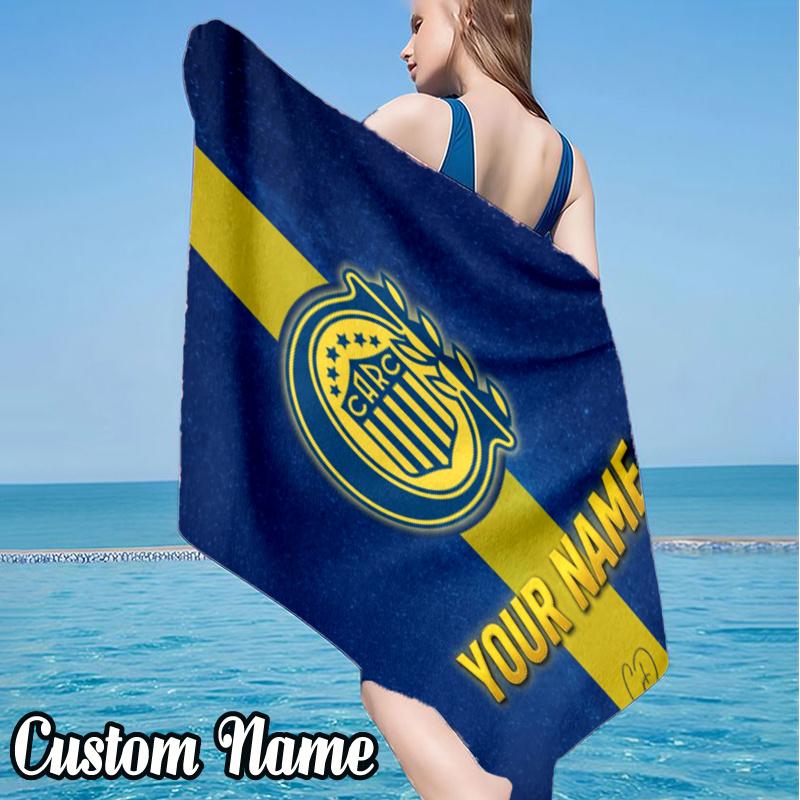 Custom Name Atlético Rosario Central Beach Towel - Soft, Ultra-Absorbent Microfiber, Lightweight, Perfect for Beach, Parties, Travel, Camping
