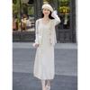 Mocana Elegant Floral Two-Piece Dress & Cardigan Set